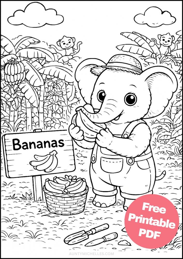 Free Printable Farm Coloring Pages for Kids Farming Food Activities Colouring Sheets 10 elephant banana farmer