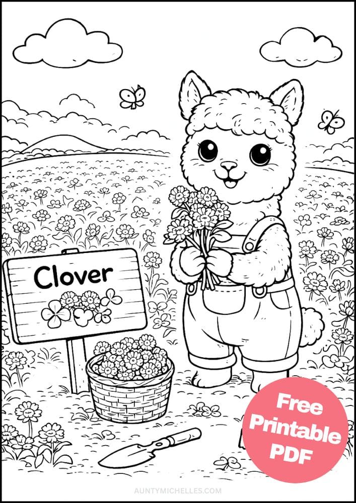 Free Printable Farm Coloring Pages for Kids Farming Food Activities Colouring Sheets 11 llama clover farmer alpaca