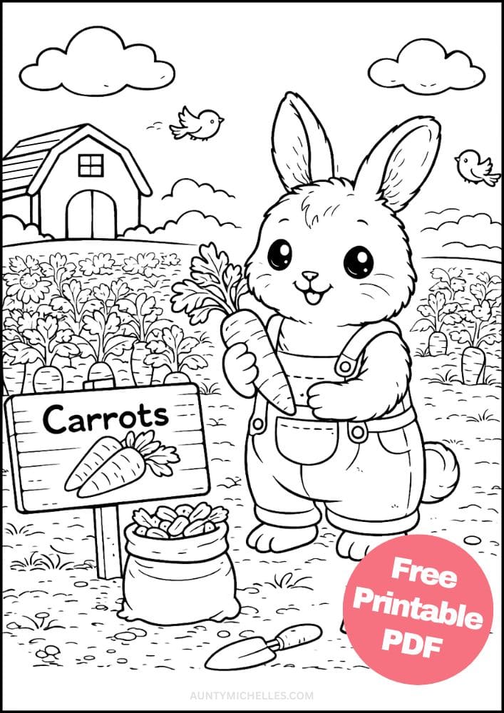 Free Printable Farm Coloring Pages for Kids Farming Food Activities Colouring Sheets 14 rabbit bunny carrot farmer