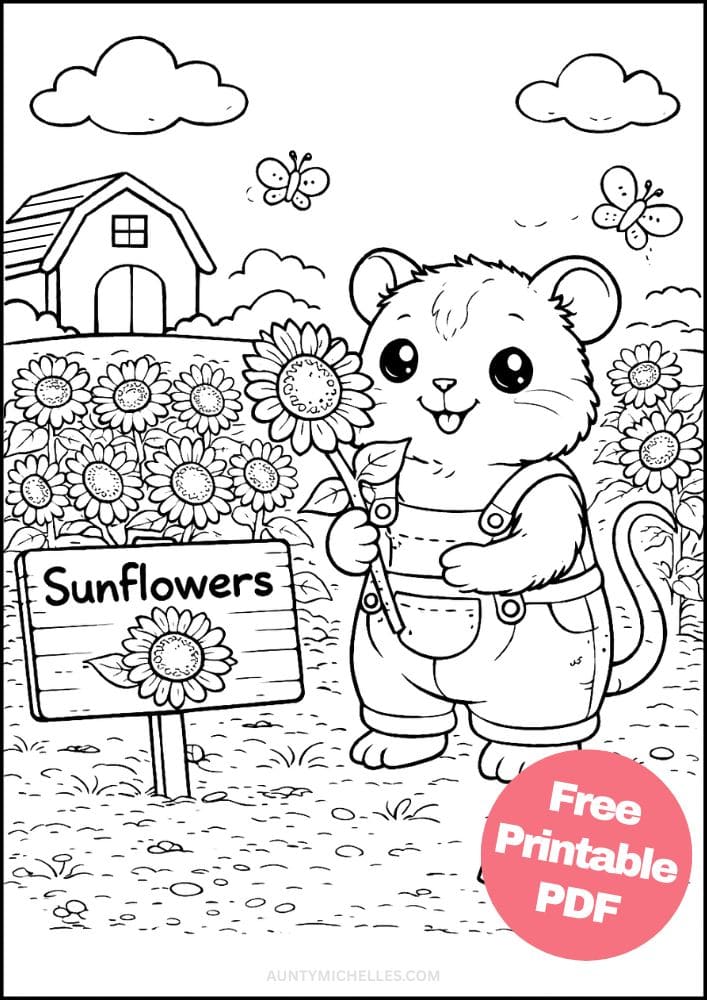 Free Printable Farm Coloring Pages for Kids Farming Food Activities Colouring Sheets 15 Hampster Sunflower Seed Farmer