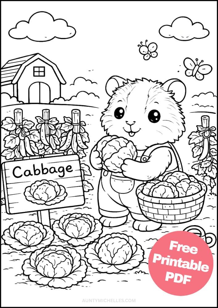 Free Printable Farm Coloring Pages for Kids Farming Food Activities Colouring Sheets 17 Guinea Pig Cabbage