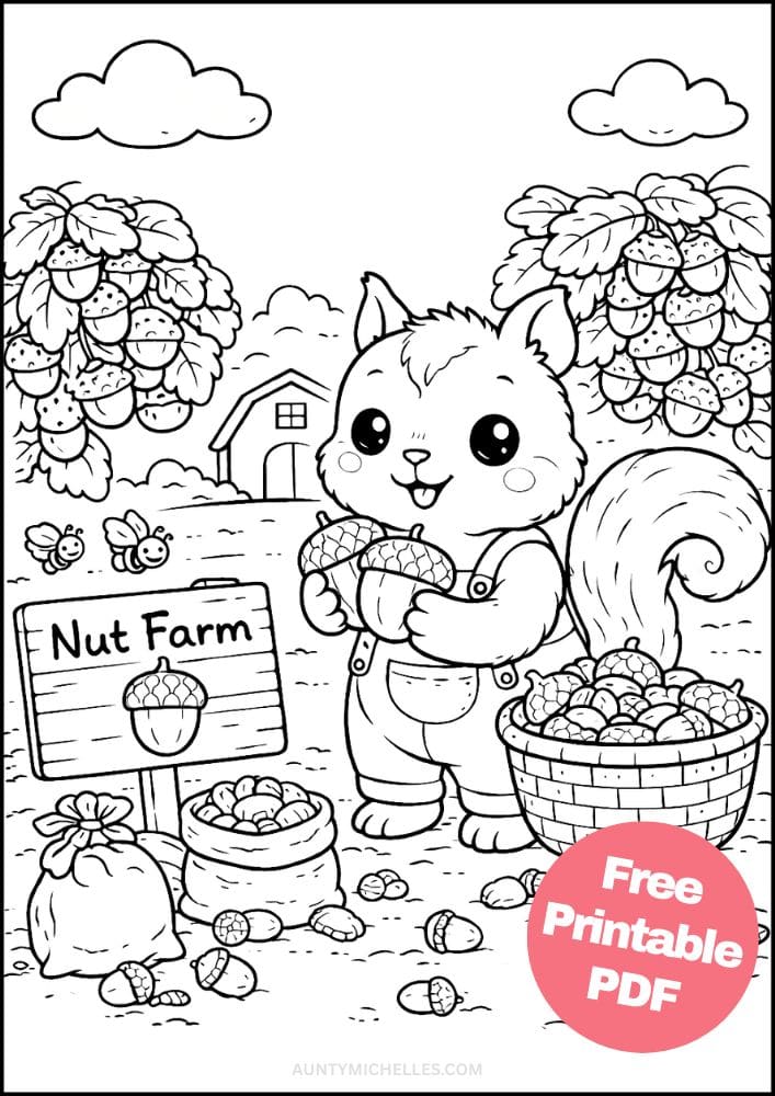 Free Printable Farm Coloring Pages for Kids Farming Food Activities Colouring Sheets 18 squirrel nut farmer