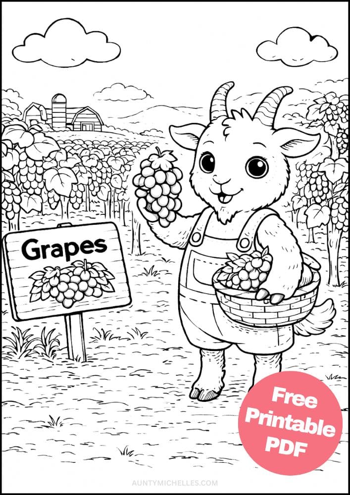 Free Printable Farm Coloring Pages for Kids Farming Food Activities Colouring Sheets 5 goat grape farmer
