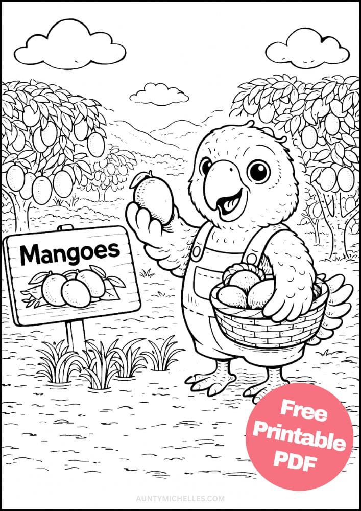 Free Printable Farm Coloring Pages for Kids Farming Food Activities Colouring Sheets 7 parrot mango farmer
