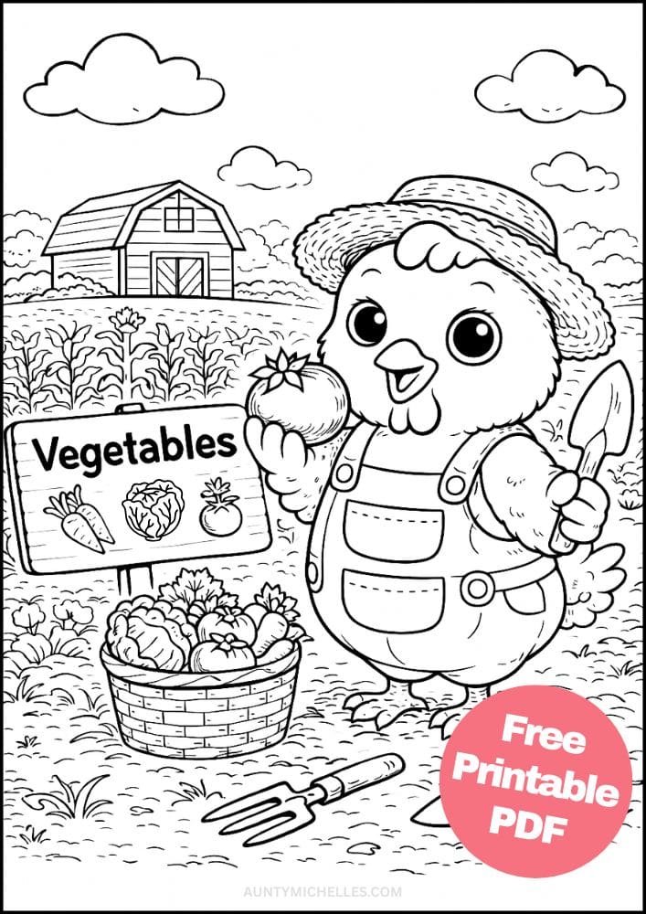 Free Printable Farm Coloring Pages for Kids Farming Food Activities Colouring Sheets 8 chicken vegetable farmer