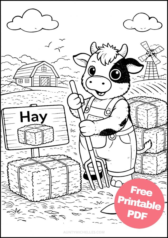 Free Printable Farm Coloring Pages for Kids Farming Food Activities Colouring Sheets 9 cow hay farmer
