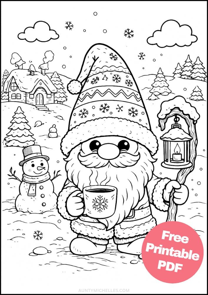 Free Printable Gnome Coloring Pages for Kids Activities Colouring Sheets 12 winter snow