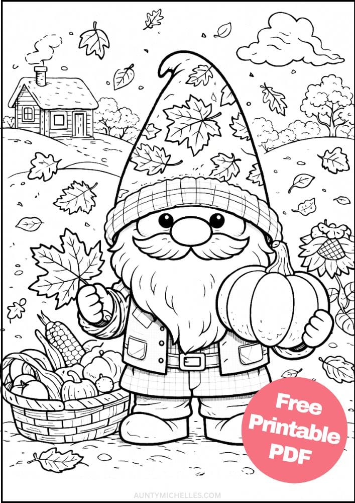 Free Printable Gnome Coloring Pages for Kids Activities Colouring Sheets 13 fall pumpkin