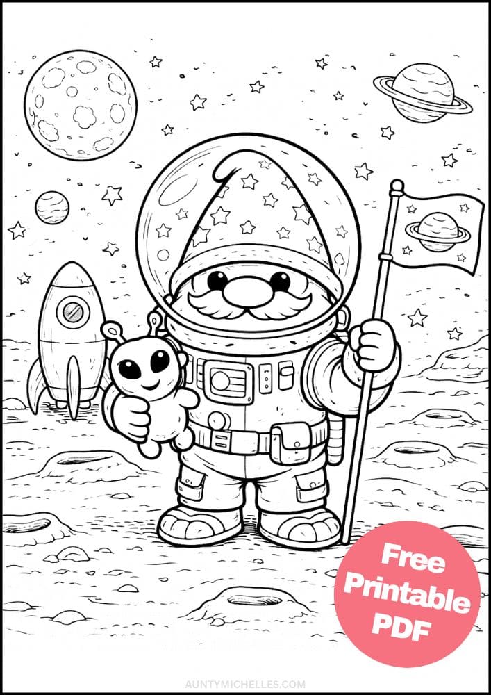 Free Printable Gnome Coloring Pages for Kids Activities Colouring Sheets 18 astronaut space