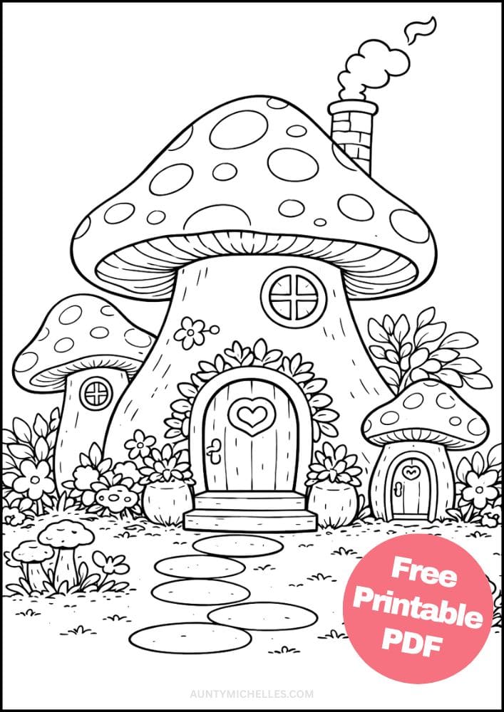 Free Printable House Coloring Pages for Kids Home Activities Colouring Sheets 10 Mushroom Cottage