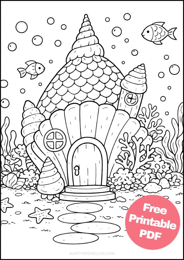 Free Printable House Coloring Pages for Kids Home Activities Colouring Sheets 11 Sand Castle Seashell