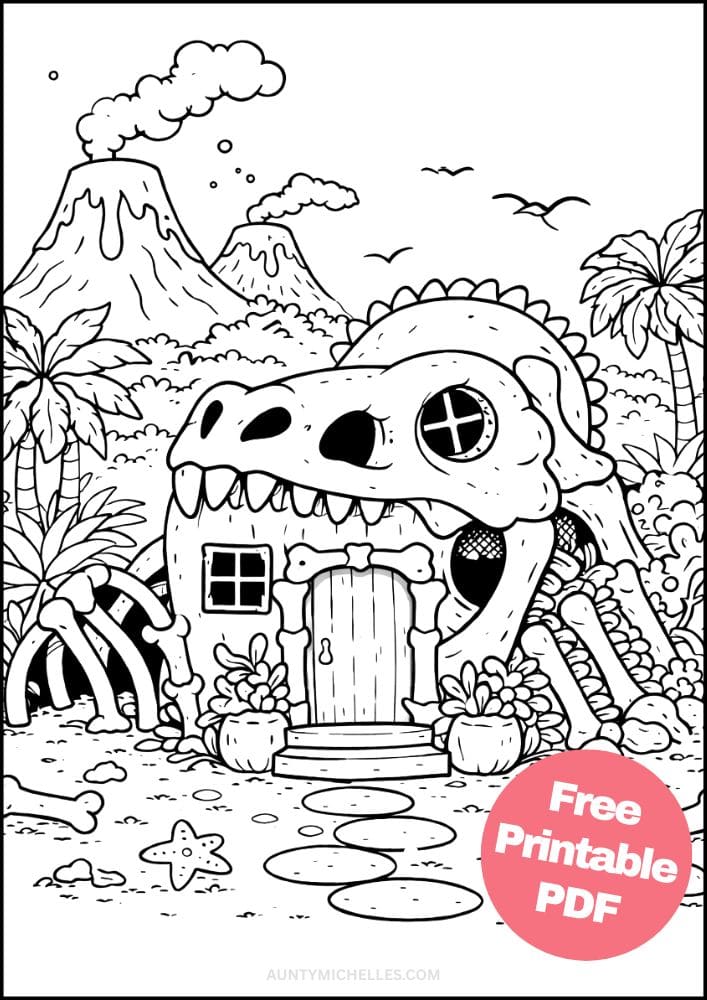 Free Printable House Coloring Pages for Kids Home Activities Colouring Sheets 12 Pre Historic Dinosaur Bones