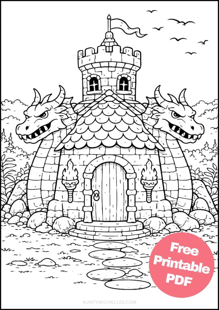 Free Printable House Coloring Pages for Kids Home Activities Colouring Sheets 14 Medieval Dragon