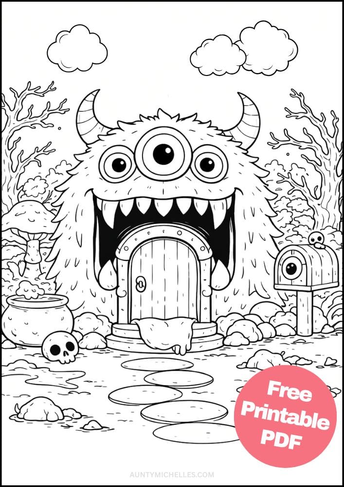 Free Printable House Coloring Pages for Kids Home Activities Colouring Sheets 15 Funny Monster Halloween