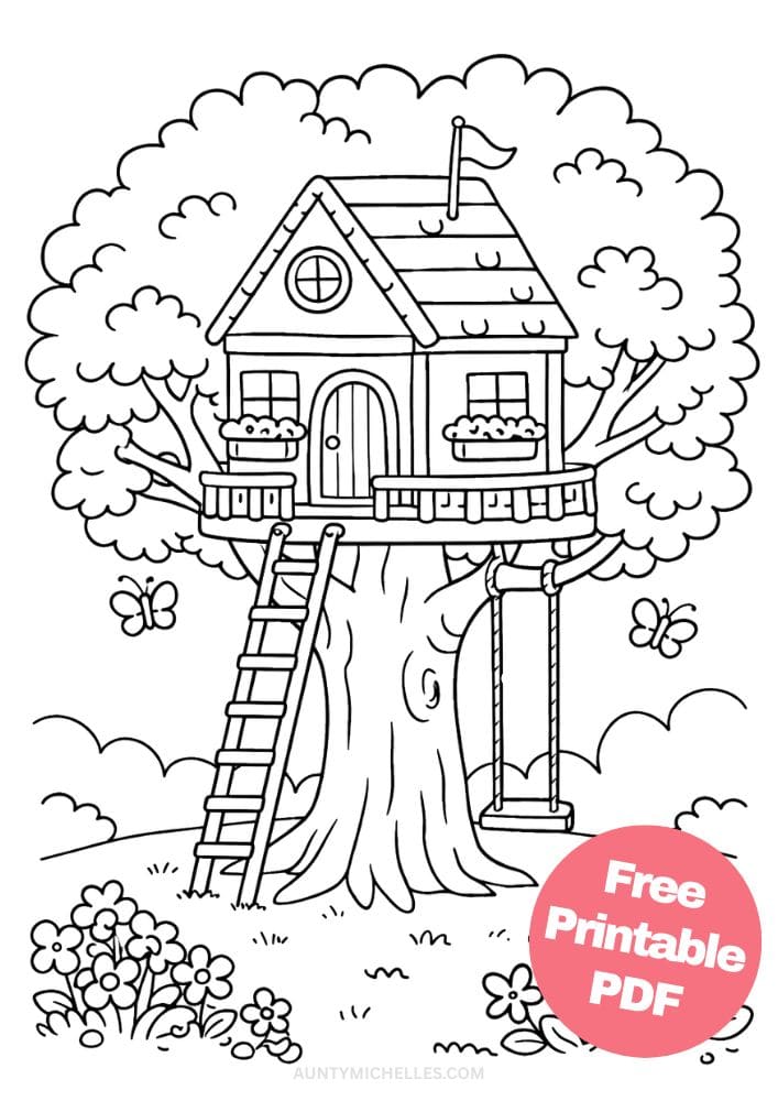 Free Printable House Coloring Pages for Kids Home Activities Colouring Sheets 2 Tree House