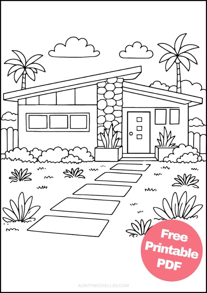 Free Printable House Coloring Pages for Kids Home Activities Colouring Sheets 4 Mid Century Modern