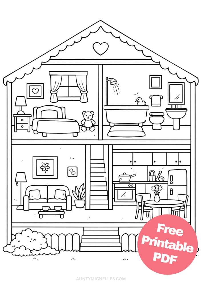 Free Printable House Coloring Pages for Kids Home Activities Colouring Sheets 5 Doll House