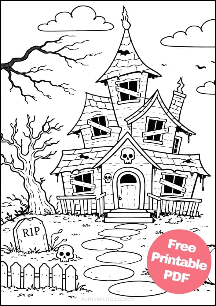 Free Printable House Coloring Pages for Kids Home Activities Colouring Sheets 8 Haunted House Spooky Halloween