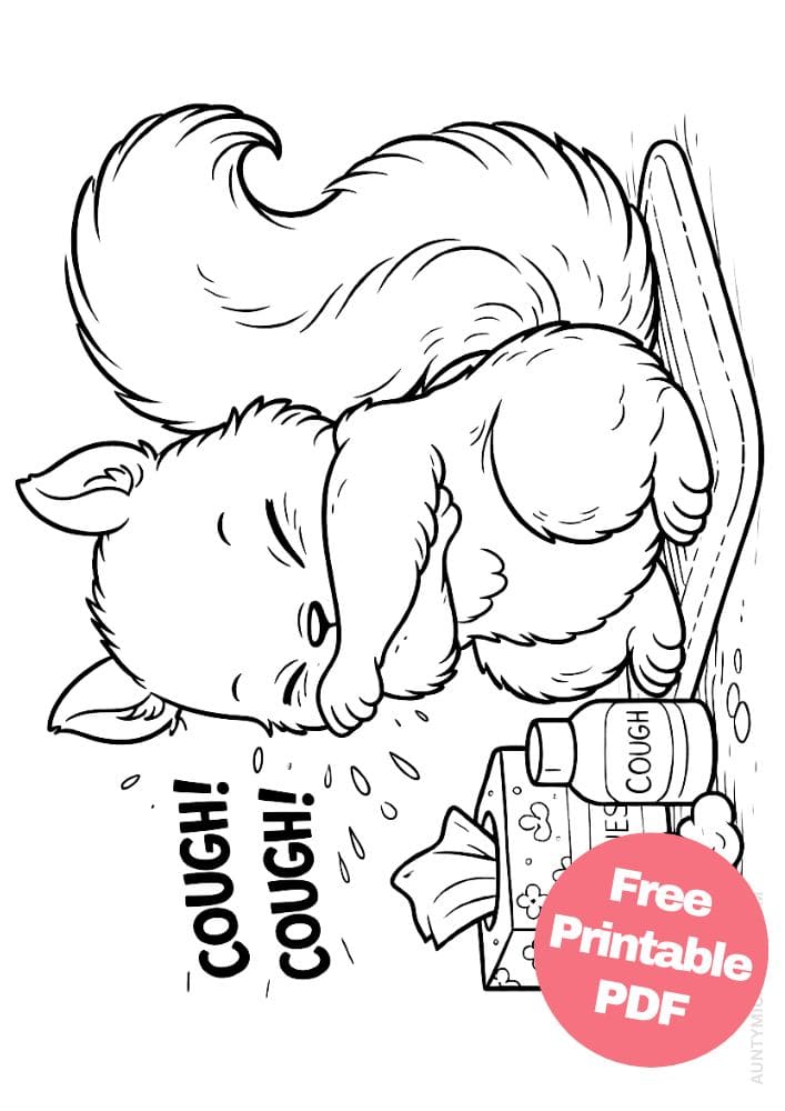 Free Printable Hygiene Coloring Pages for Kids Activities Colouring Sheets 10 covering cough squirrel