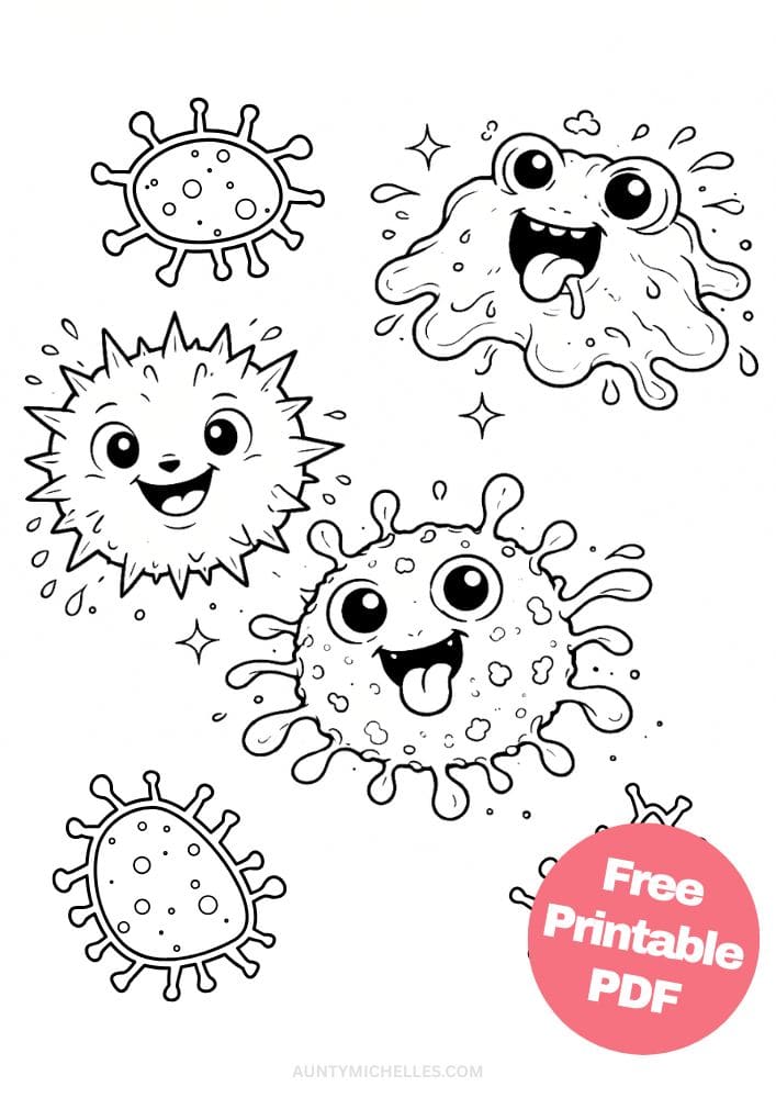 Free Printable Hygiene Coloring Pages for Kids Activities Colouring Sheets 12 cute germs