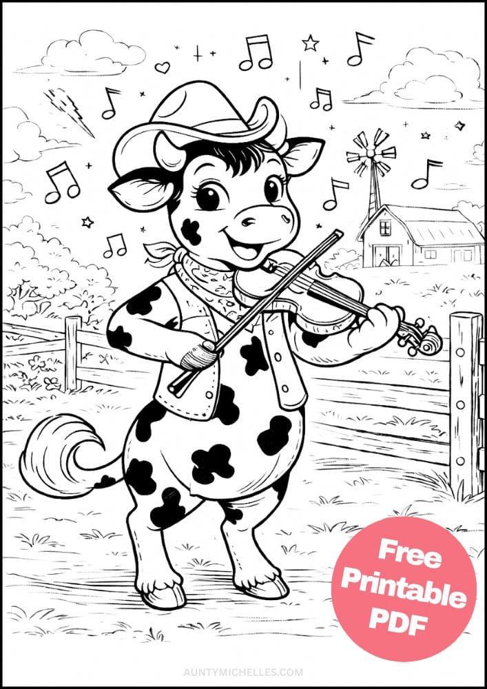 Free Printable Music Coloring Pages for Kids Musician Instrument Activities Colouring Sheets 12 cow fiddle country