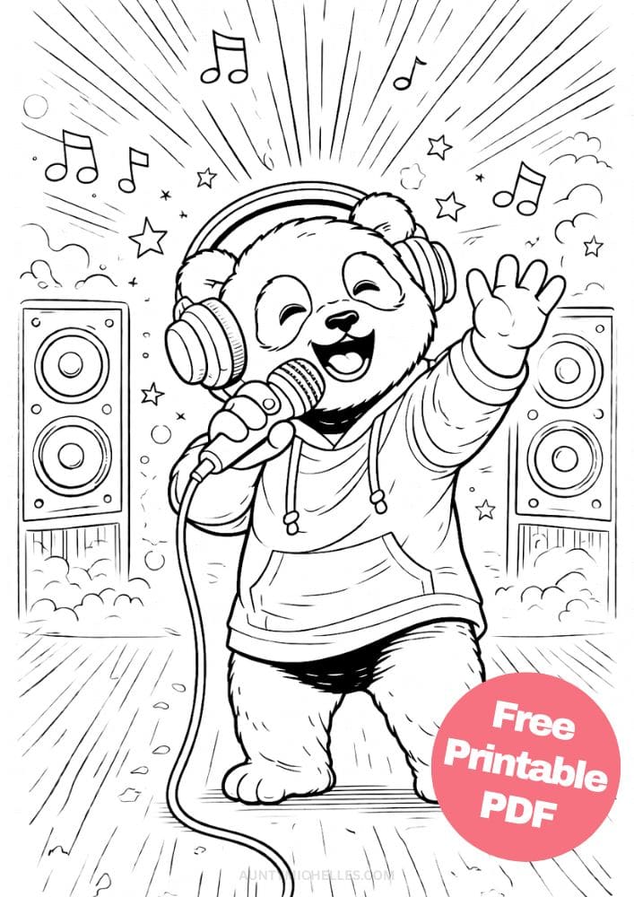 Free Printable Music Coloring Pages for Kids Musician Instrument Activities Colouring Sheets 16 panda rapper