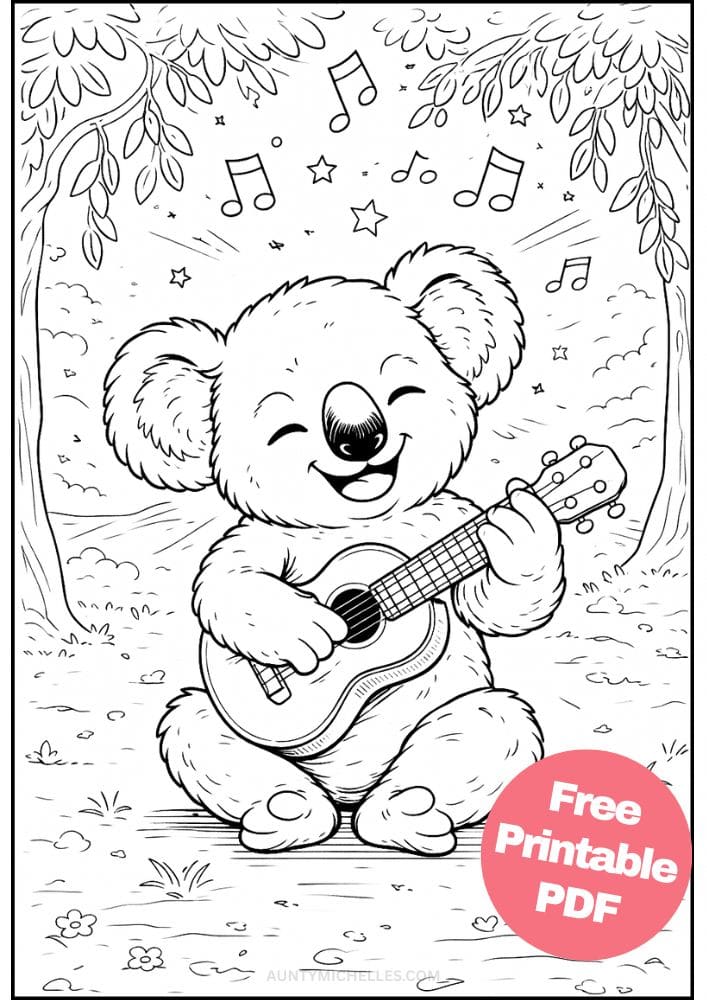 Free Printable Music Coloring Pages for Kids Musician Instrument Activities Colouring Sheets 18 koala ukulele