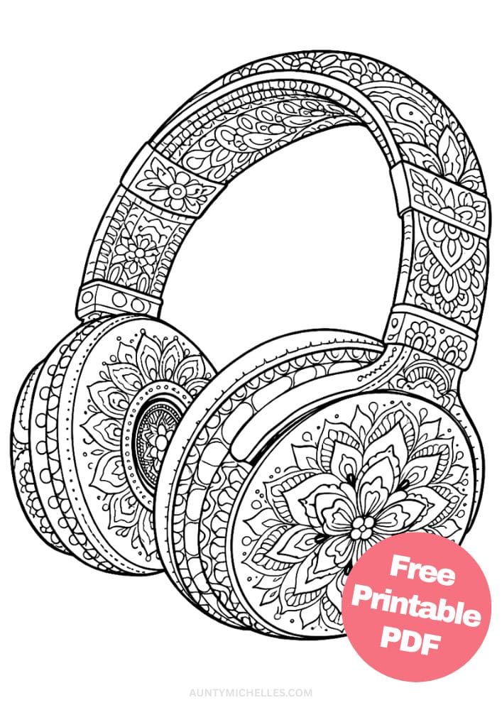 Free Printable Music Coloring Pages for Kids Musician Instrument Activities Colouring Sheets 20 headphone mandala