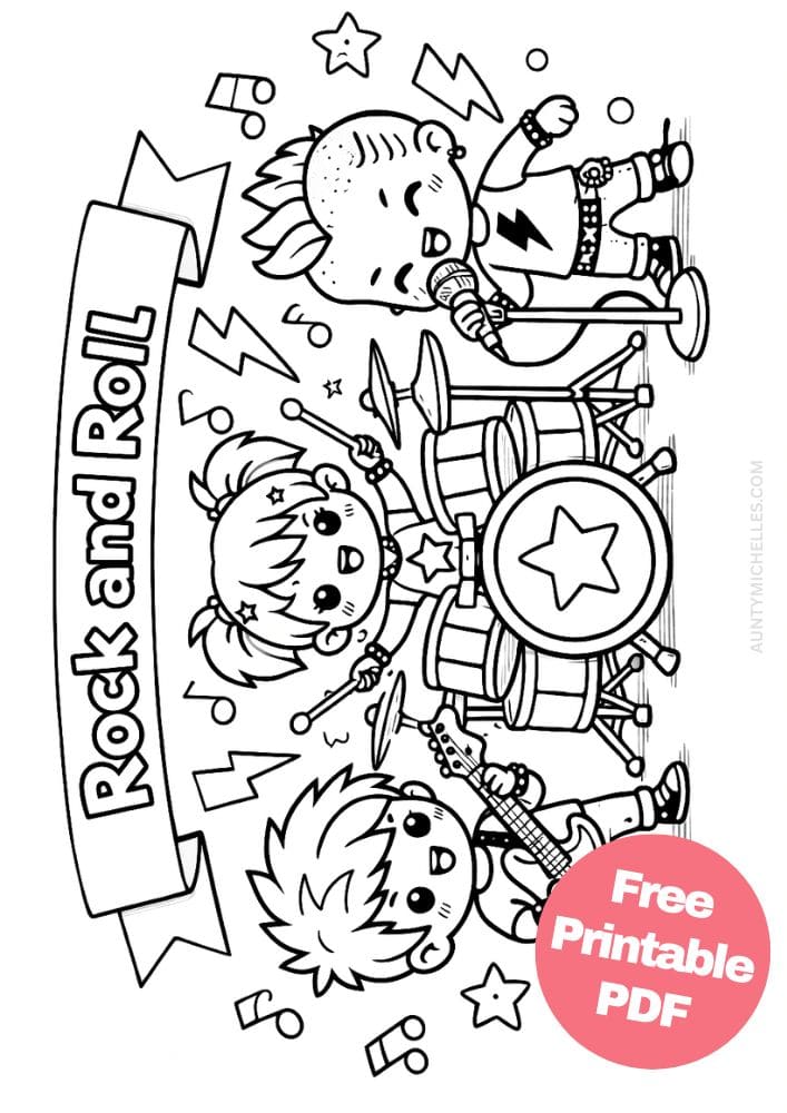 Free Printable Music Coloring Pages for Kids Musician Instrument Activities Colouring Sheets 22 rock and roll kids