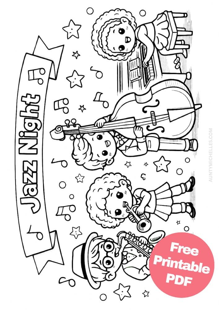 Free Printable Music Coloring Pages for Kids Musician Instrument Activities Colouring Sheets 23 jazz band kids