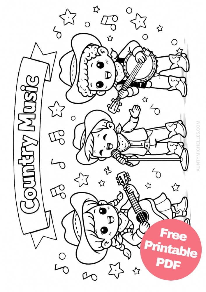 Free Printable Music Coloring Pages for Kids Musician Instrument Activities Colouring Sheets 24 country music kids