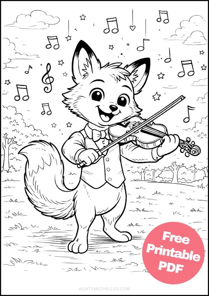 Free Printable Music Coloring Pages for Kids Musician Instrument Activities Colouring Sheets 7 Fox violin