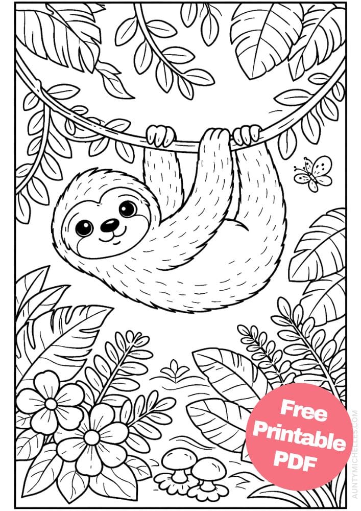 Free Printable Rainforest Coloring Pages for Kids Animal Nature Activities Colouring Sheets 1 Sloth