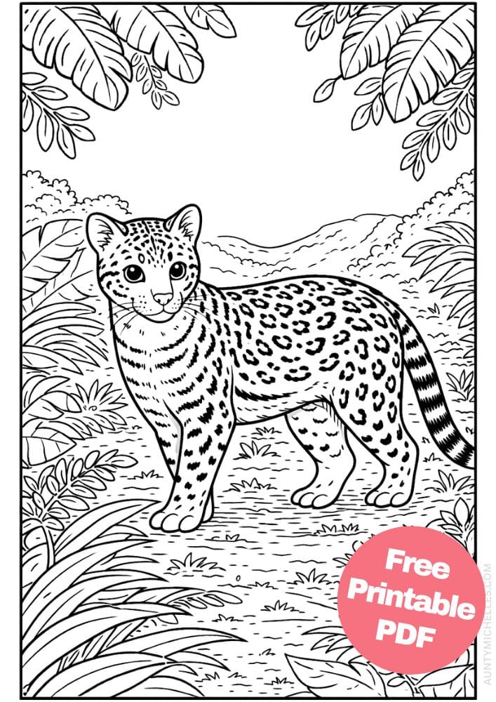 Free Printable Rainforest Coloring Pages for Kids Animal Nature Activities Colouring Sheets 10 ocelot