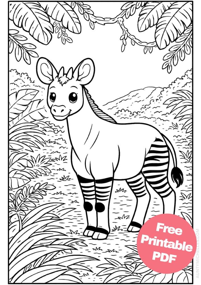 Free Printable Rainforest Coloring Pages for Kids Animal Nature Activities Colouring Sheets 12 okapi