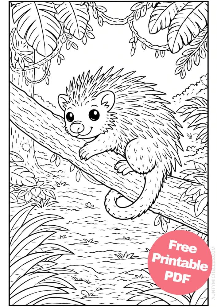 Free Printable Rainforest Coloring Pages for Kids Animal Nature Activities Colouring Sheets 17 porcupine