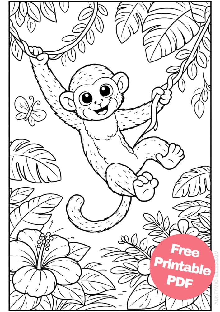 Free Printable Rainforest Coloring Pages for Kids Animal Nature Activities Colouring Sheets 5 Monkey