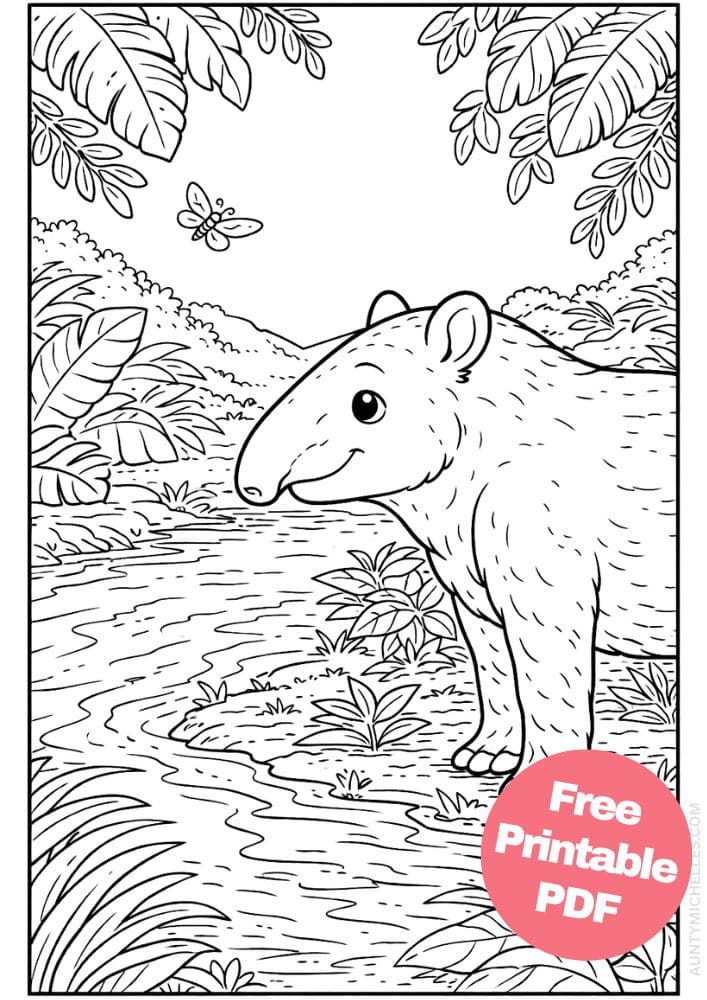 Free Printable Rainforest Coloring Pages for Kids Animal Nature Activities Colouring Sheets 7 Tapir