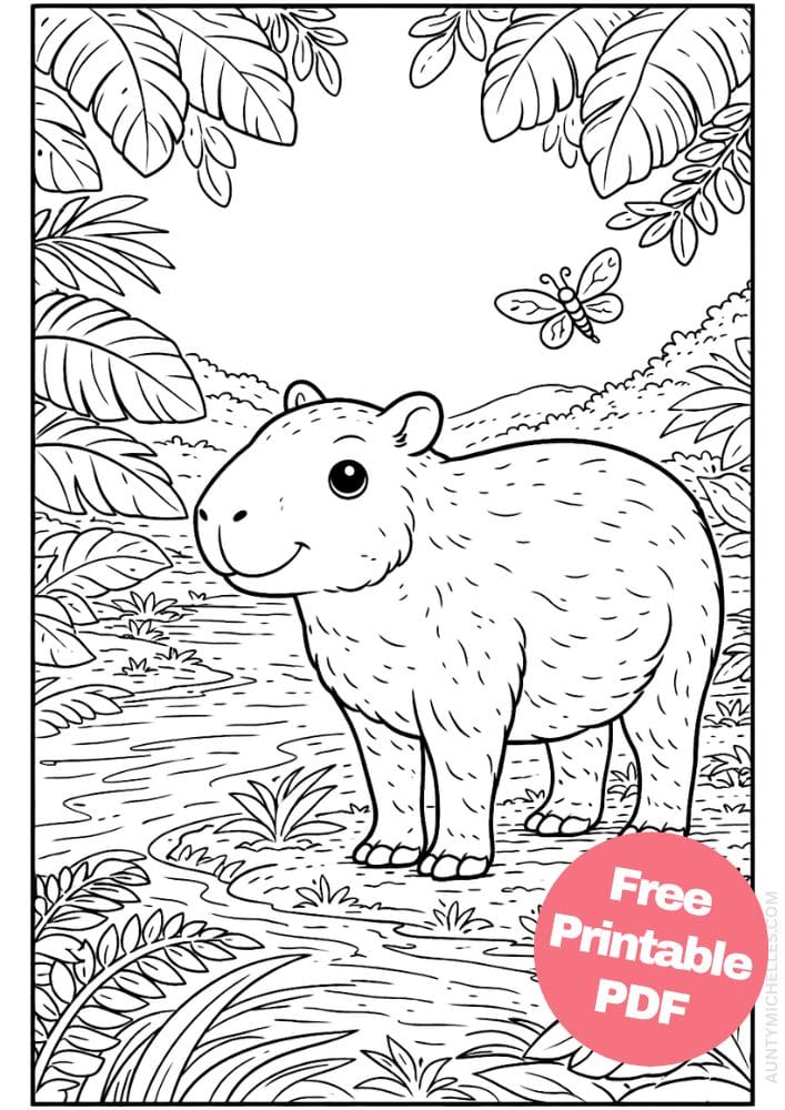 Free Printable Rainforest Coloring Pages for Kids Animal Nature Activities Colouring Sheets 8 Capybara