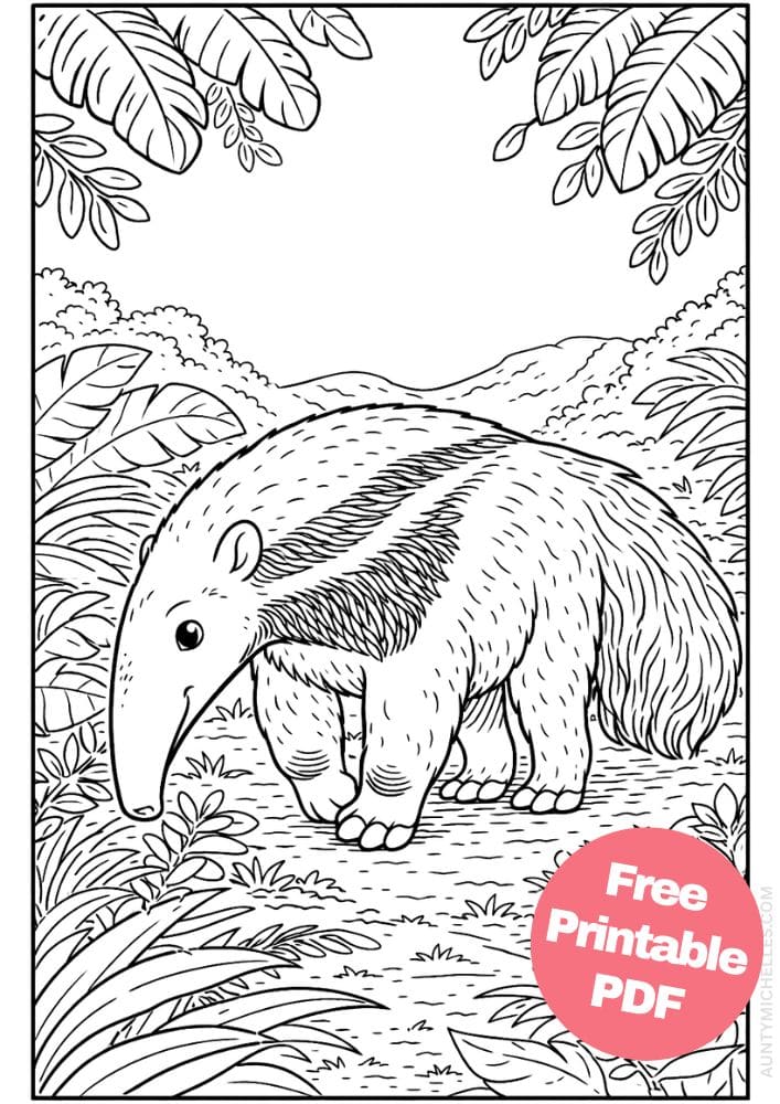Free Printable Rainforest Coloring Pages for Kids Animal Nature Activities Colouring Sheets 9 Anteater