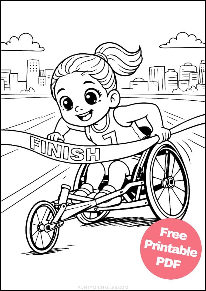 Free Printable Wheelchair Coloring Pages for Kids Inclusive Differently Abled Activities Colouring Sheets 3 marathon race