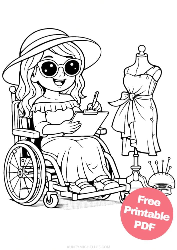 Free Printable Wheelchair Coloring Pages for Kids Inclusive Differently Abled Activities Colouring Sheets 7 fashion designer