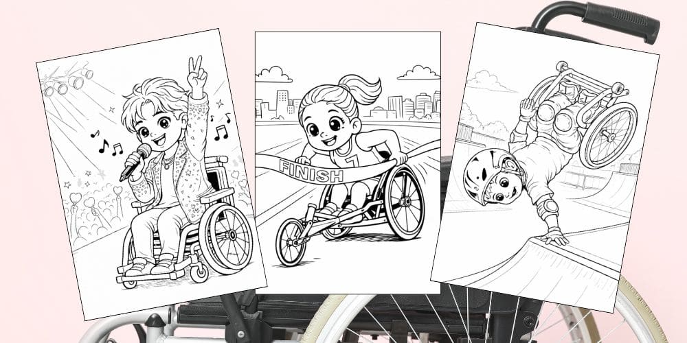 Free Printable Wheelchair Coloring Pages for Kids Inclusive Differently Abled Activities Colouring Sheets blog feature