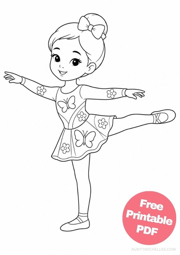 Cute Asian ballerina performing a gentle arabesque in a butterfly ballet costume