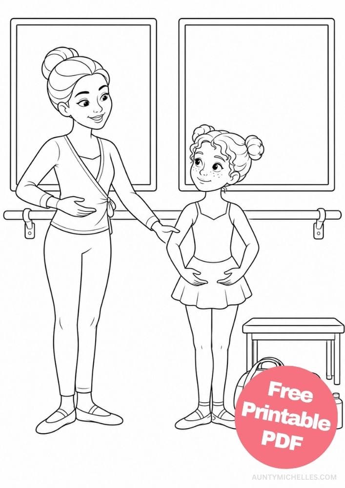 Ballet teacher helping a young student practice rounded arm placement