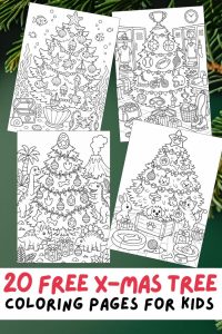 Free printable Christmas tree coloring pages for kids, Christmas tree coloring book, Free Printout PDFs, themed trees, sports, candy, travel, fairytale, snowman, music, ornaments, garland