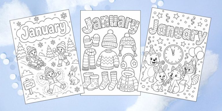 Free printable January coloring pages for kids