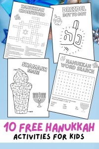 Free printable hanukkah activities for kids, Chanukah puzzles, games, mazes, i-spy, dot to dot, dreidel, menorah, macabees, latke, word search, word scramble, crossword puzzle, printout PDF download