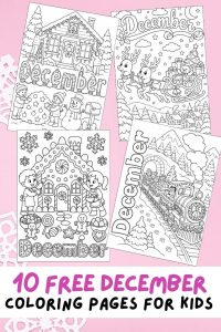 Free printable December coloring pages for kids, winter colouring book, Dec printout sheets, worksheet activities for kids, free PDF print